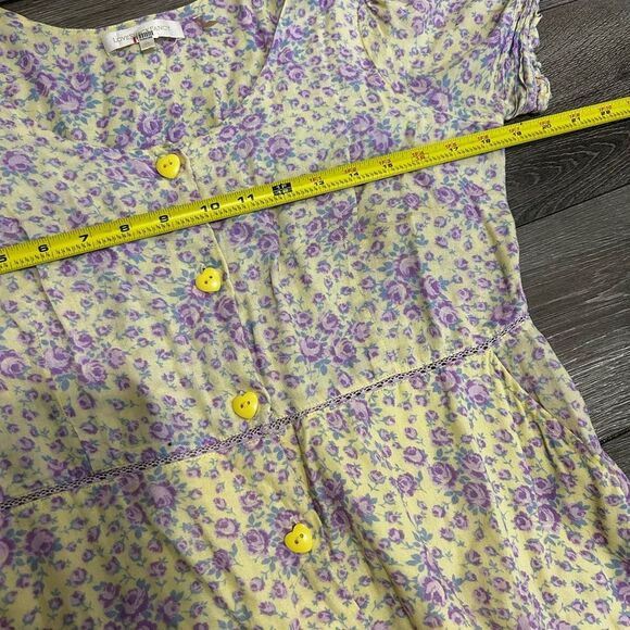 LoveShackFancy Yellow and Purple Regina Cotton Midi Dress Floral Printed Size 10 - Picture 10 of 11